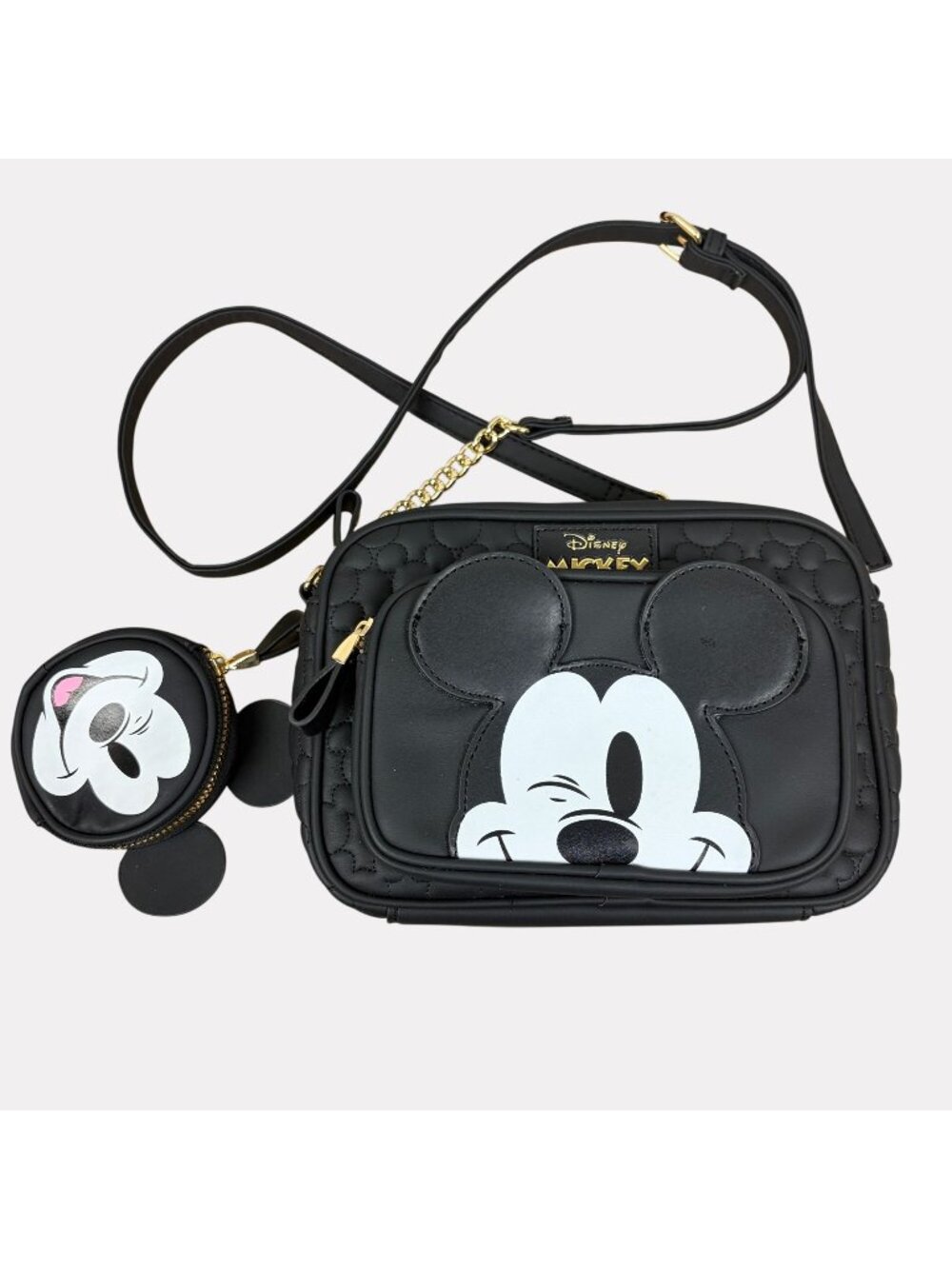 Primark Mickey Mouse Crossbody and Coin Purse Womens Wink Winking  Black White